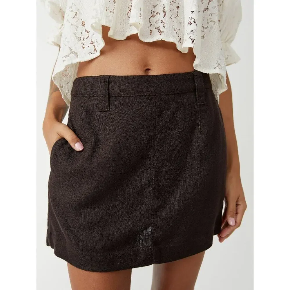 free people can't blame me mini skirt in walnut brown women size 4